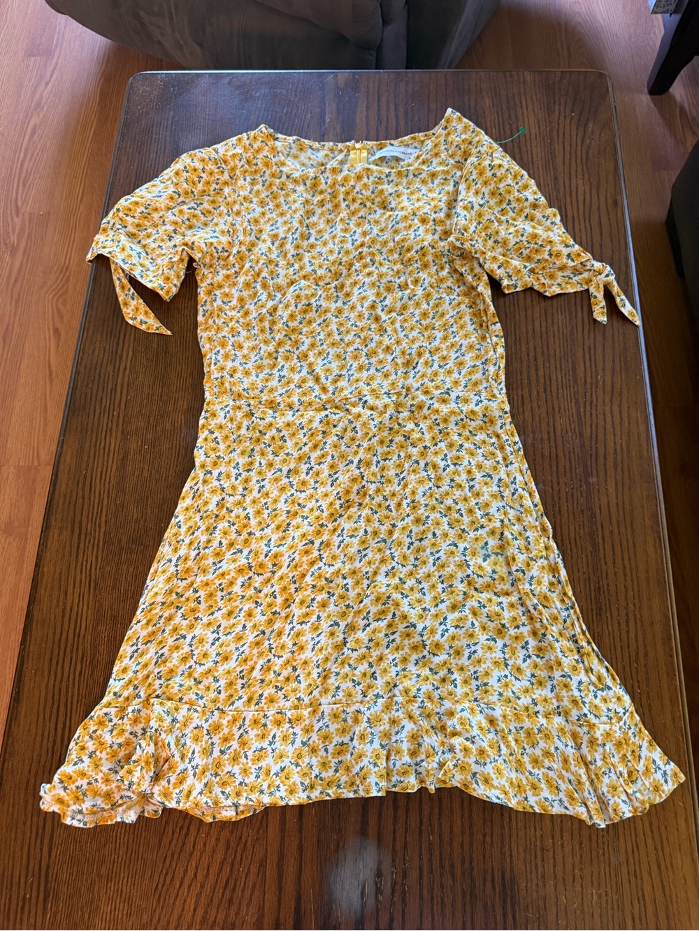 Faithfull the Brand Yellow Floral Tie-Sleeve Kids Dress
